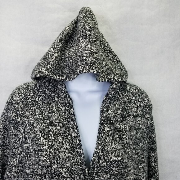 Life Is Good Hoodie Cardigan Women's S Sunset Heart Black White Knit Open Front - Picture 3 of 15